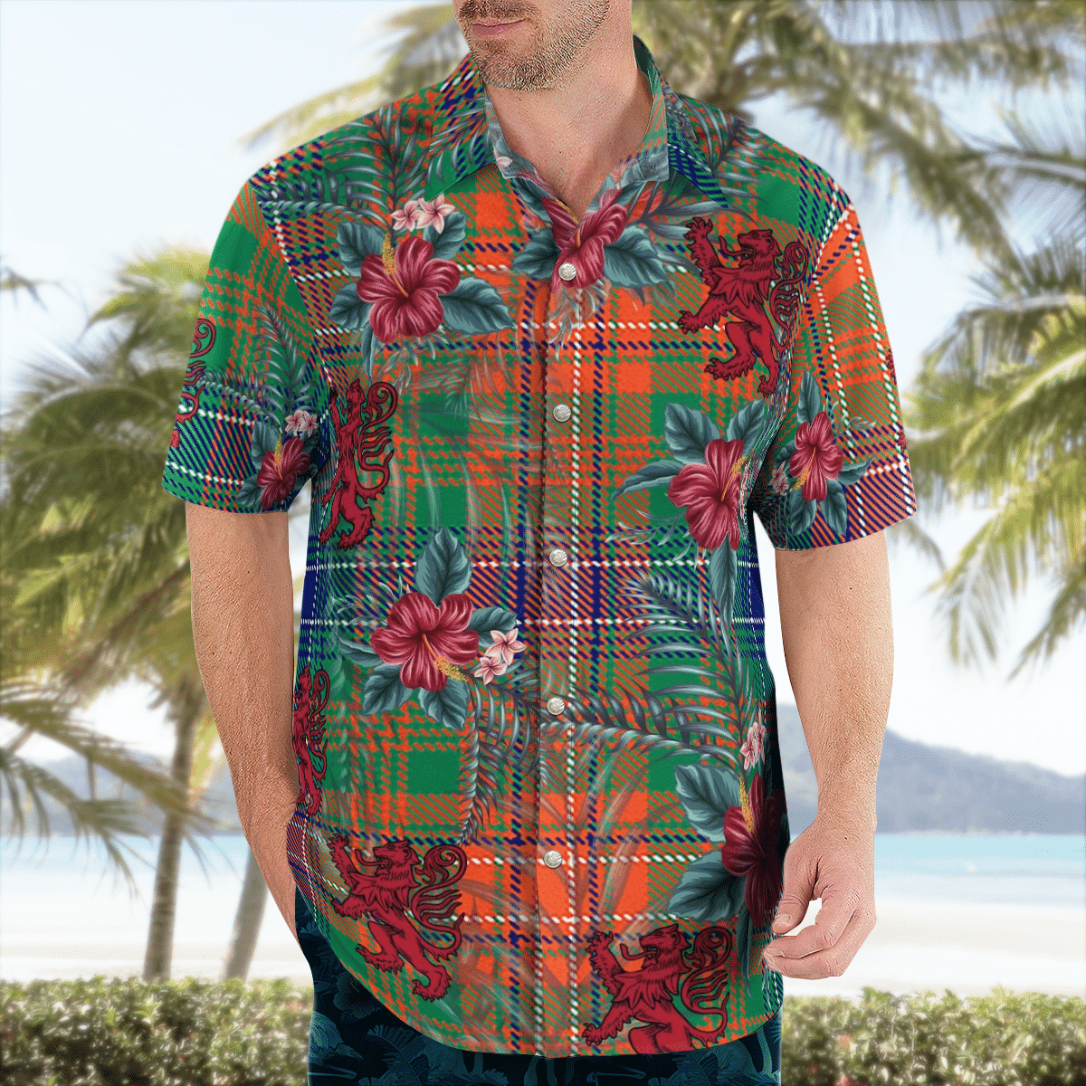 Clan Wilson Ancient Tartan Scottish Lion Hawaiian Shirt MB46 Wilson Ancient Tartan Tartan Hawaii Shirt   