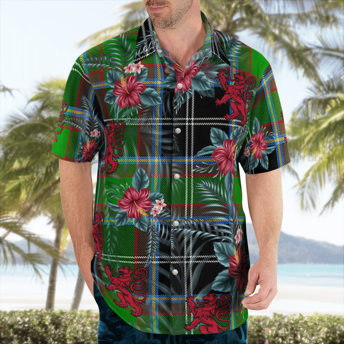 Clan Webster Tartan Scottish Lion Hawaiian Shirt UX84 Webster Tartan Tartan Hawaii Shirt   