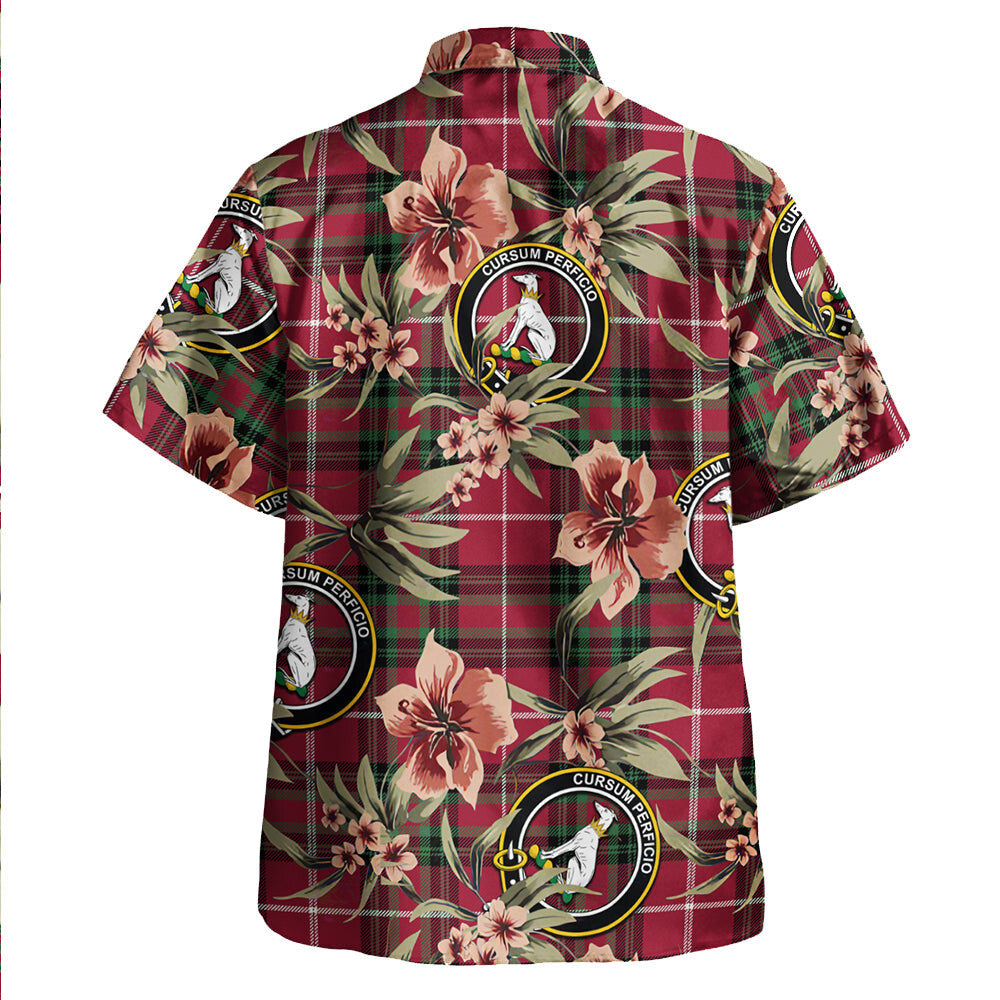 Clan Hunter of Bute (Hunter Maroon) Modern Tartan Crest Badge Aloha Hawaiian Shirt Tropical Old Style LR47 Hunter of Bute (Hunter Maroon) Modern Tartan Tartan Today   