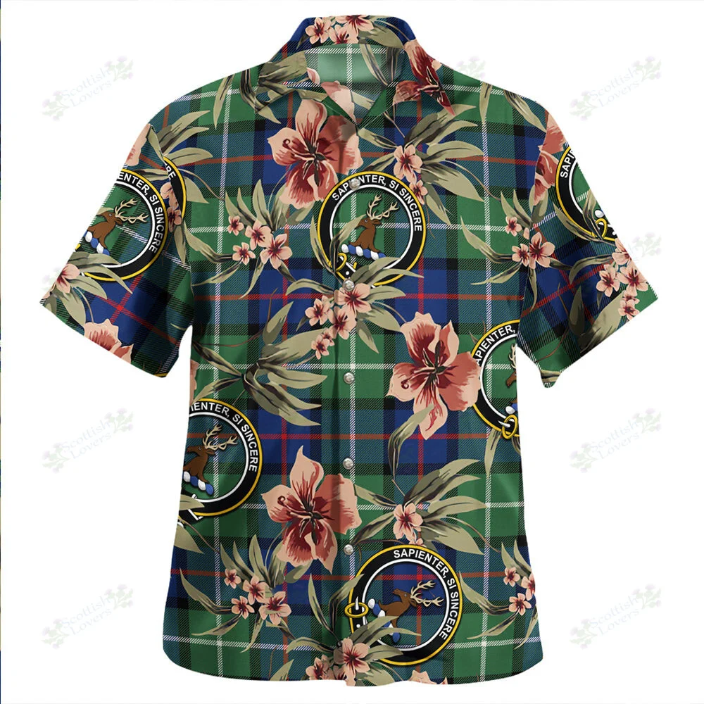 Clan Davidson of Tulloch Modern Tartan Crest Badge Aloha Hawaiian Shirt Tropical Old Style SI29 Davidson of Tulloch Modern Tartan Tartan Today   