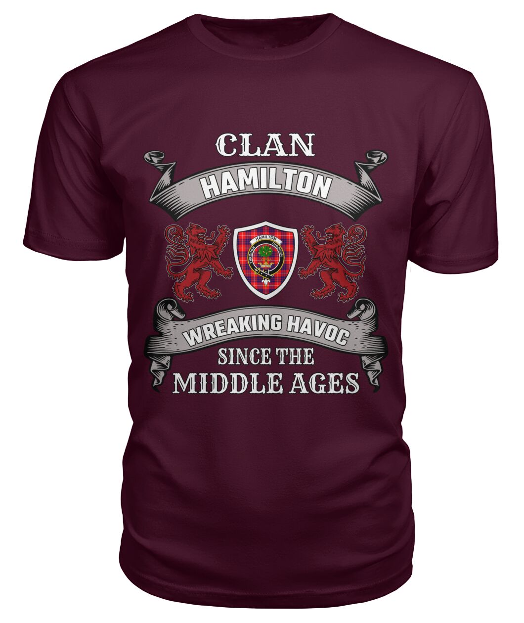 Clan Hamilton Family Tartan 2D T-shirt SG29 Hamilton Tartan Clan Tartan T-Shirt Maroon S Hamilton Tartan Clan