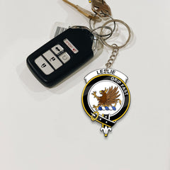 Clan Leslie Tartan Crest Keychain GU80 Clan Leslie Tartan Today   