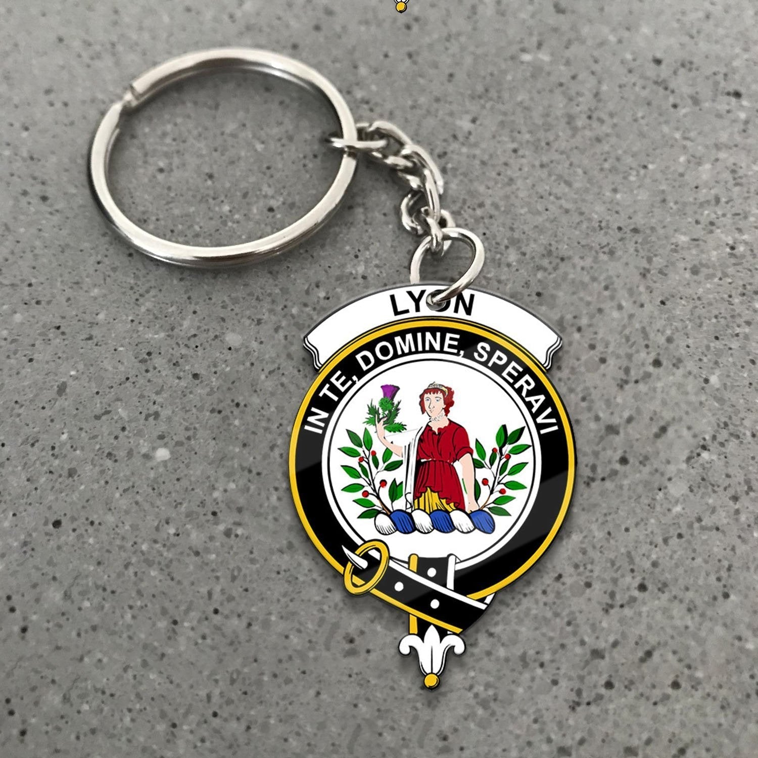 Clan Lyon Tartan Crest Keychain HE56 Clan Hall Tartan Today   