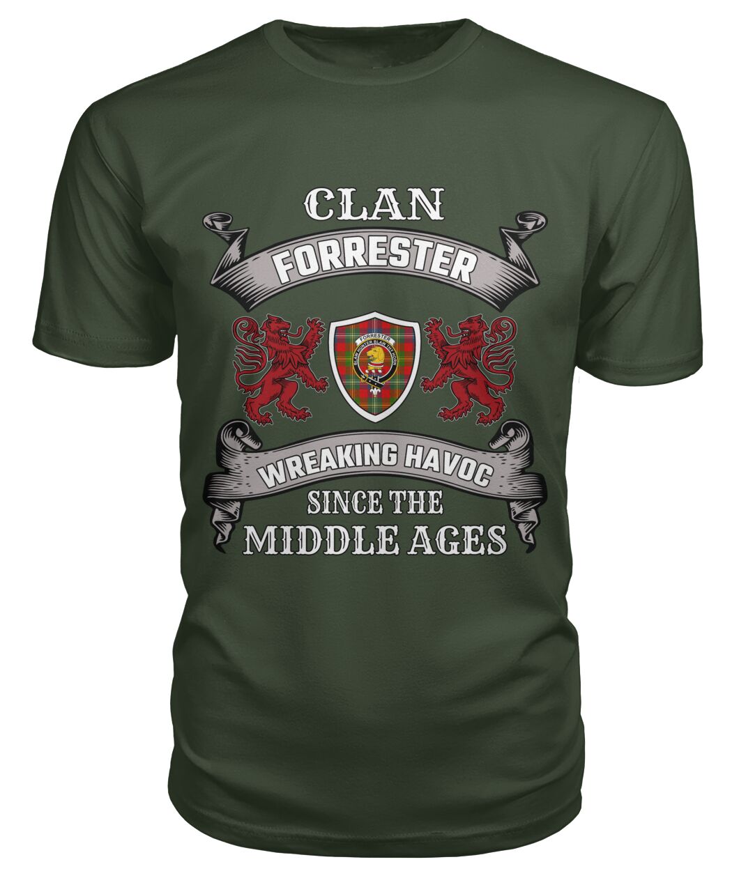 Clan Forrester Family Tartan 2D T-shirt ZB14 Forrester Tartan Clan Tartan T-Shirt City Green S Forrester Tartan Clan