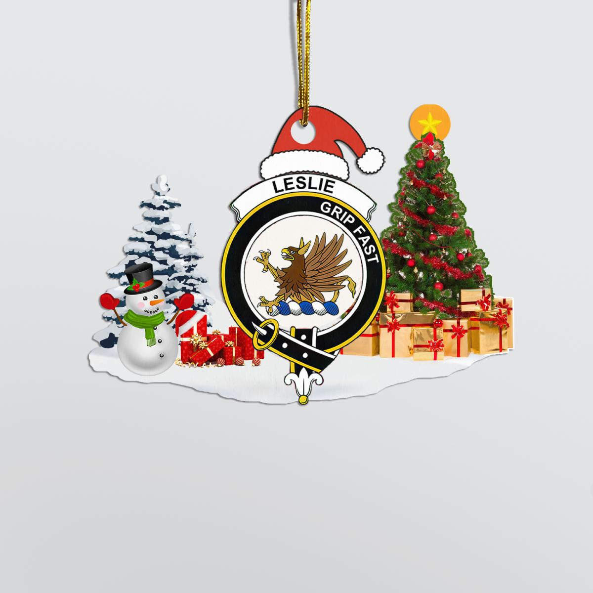 Clan Leslie Crest Tartan Acrylic Christmas Ornament II67 Leslie Tartan Tartan Christmas   