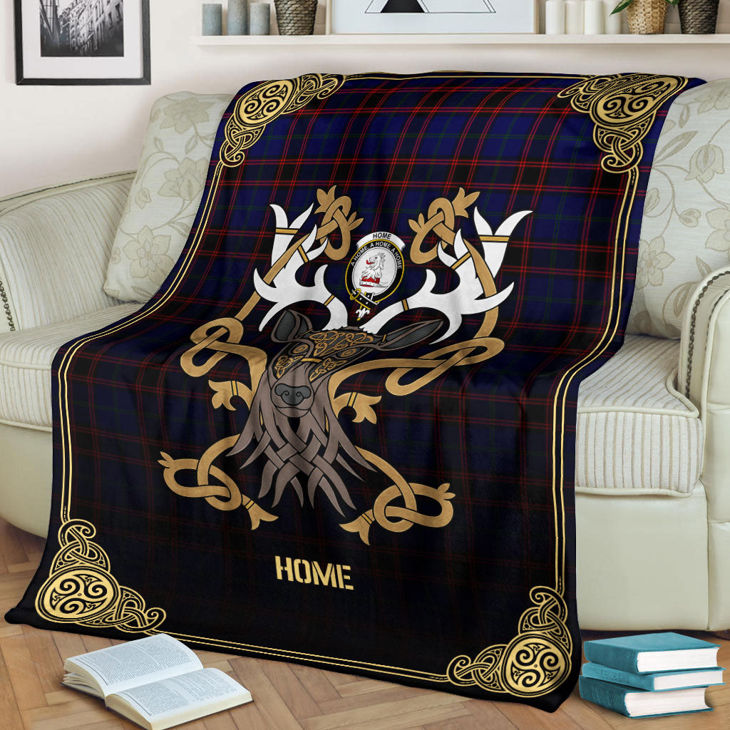 Clan Home Modern Tartan Crest Premium Blanket Celtic Stag Style JQ32 Clan Home/Hume Tartan Today   