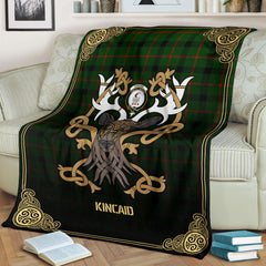 Clan Kincaid Tartan Crest Premium Blanket Celtic Stag Style QU55 Clan Kincaid Tartan Today   