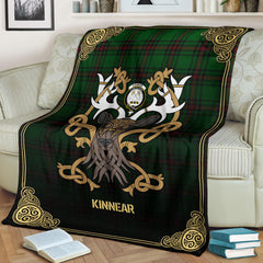 Clan Kinnear Tartan Crest Premium Blanket Celtic Stag Style WU59 Clan Kinnear Tartan Today   