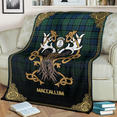 Clan MacCallum Ancient Tartan Crest Premium Blanket Celtic Stag Style OB28 Clan MacCallum Tartan Today   