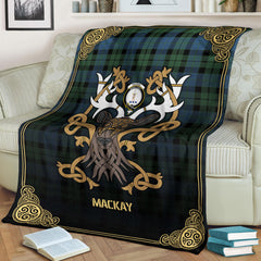 Clan MacKay Ancient Tartan Crest Premium Blanket Celtic Stag Style DA84 Clan MacKay Tartan Today   