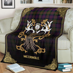 Clan McCrindle Tartan Crest Premium Blanket Celtic Stag Style SV79 Clan Hall Tartan Today   