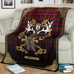 Clan McGowan Tartan Crest Premium Blanket Celtic Stag Style ZS34 Clan MacGowan (McGowan) Tartan Today   