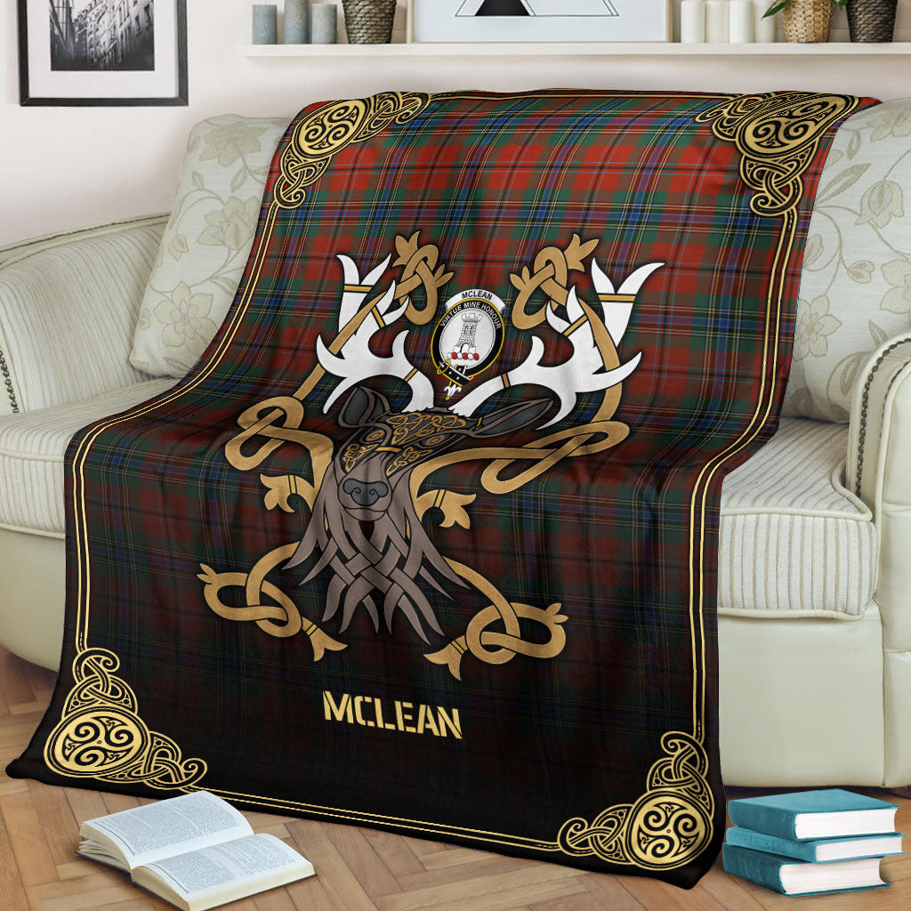 Clan McLean of Duart Ancient Tartan Crest Premium Blanket Celtic Stag Style YH30 Clan Hall Tartan Today   