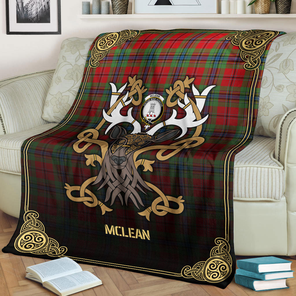 Clan McLean of Duart Modern Tartan Crest Premium Blanket Celtic Stag Style ZM88 Clan Hall Tartan Today   
