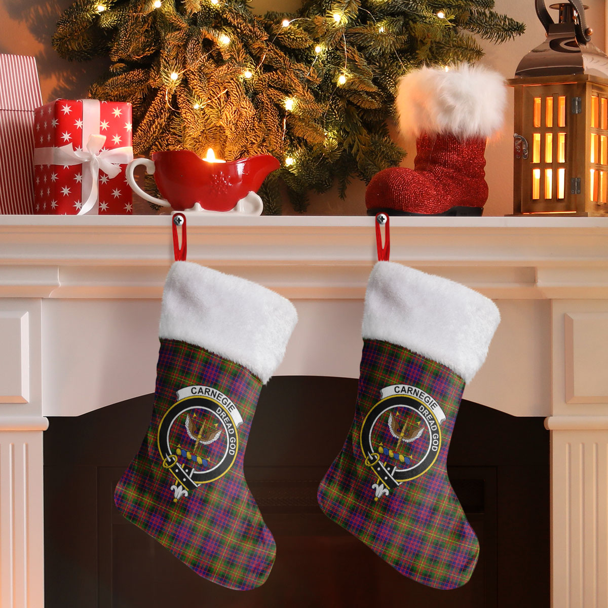 Clan Carnegie Modern Tartan Crest Christmas Stocking YF69 Carnegie Modern Tartan Tartan Stocking   