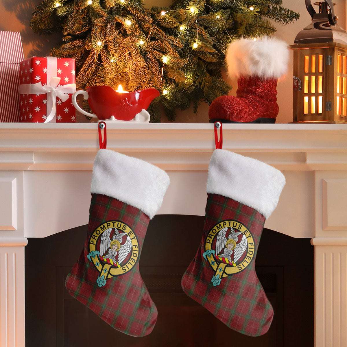 Clan Carruthers Tartan Crest Christmas Stocking HU13 Carruthers Tartan Tartan Stocking   