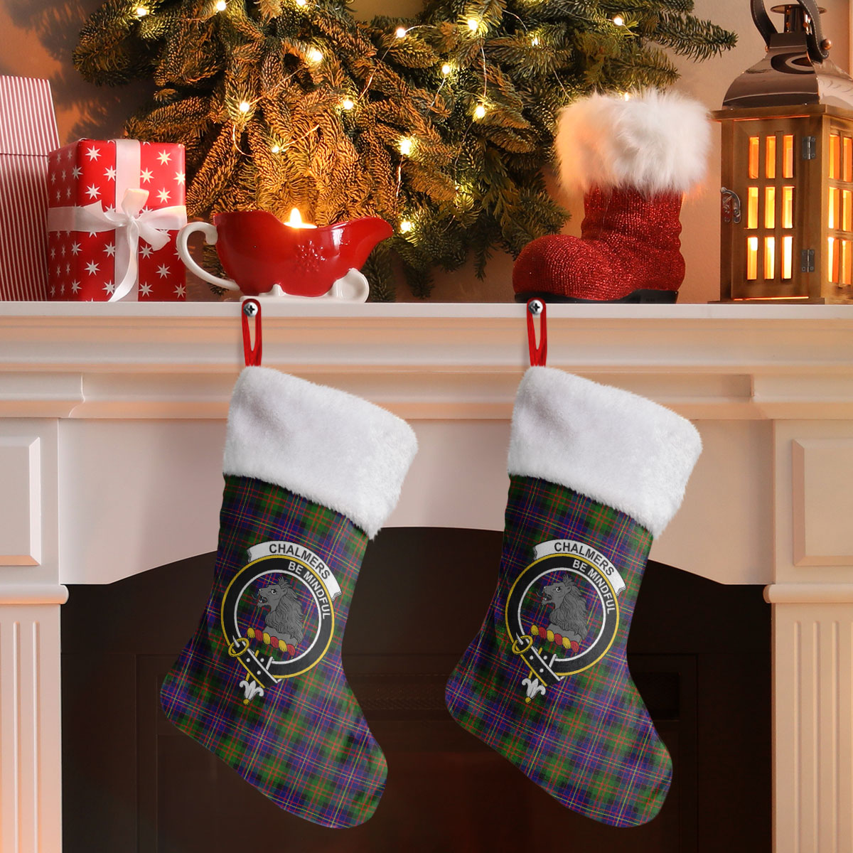 Clan Chalmers Tartan Crest Christmas Stocking ZU90 Chalmers Tartan Tartan Stocking   