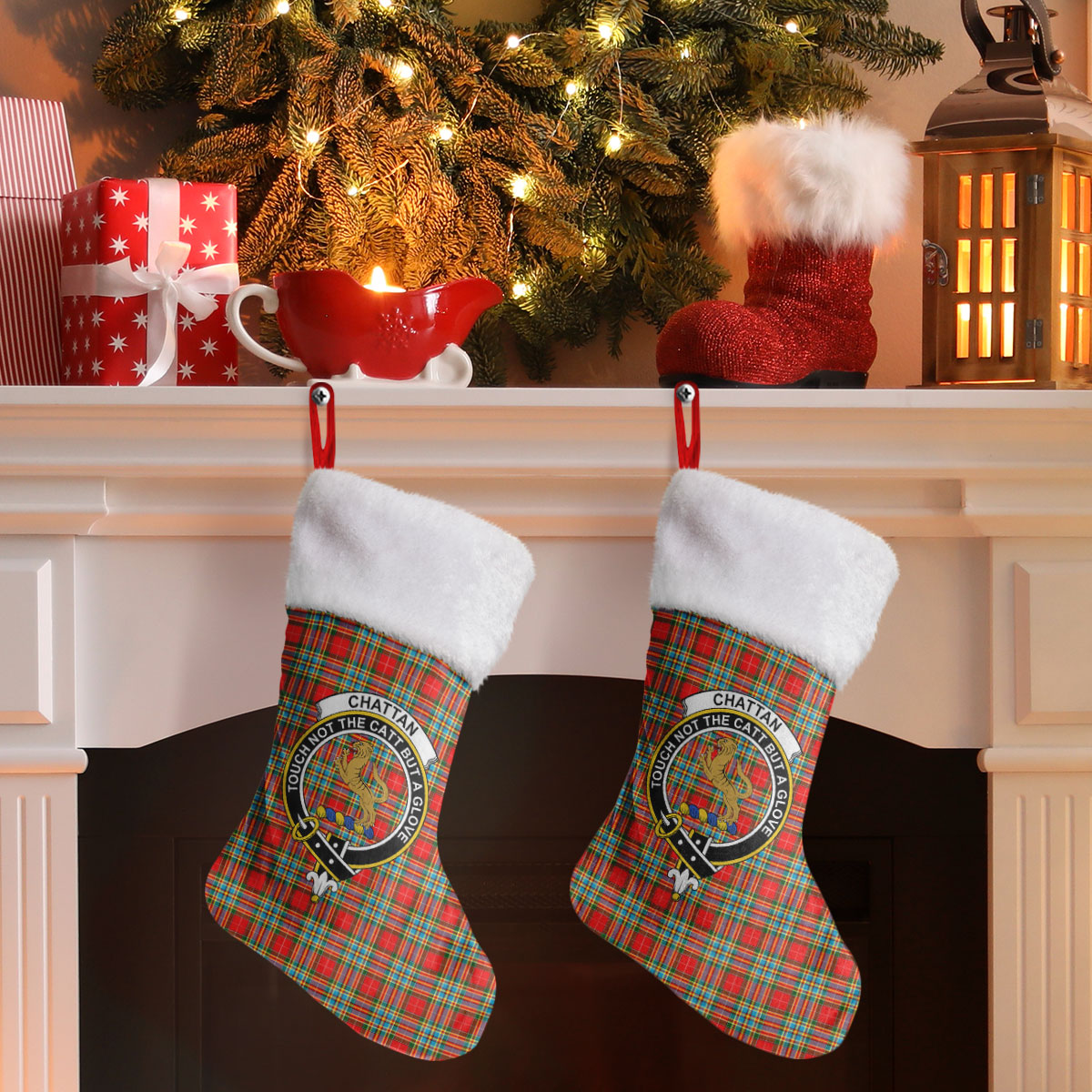 Clan Chattan Tartan Crest Christmas Stocking RN86 Chattan Tartan Tartan Stocking   