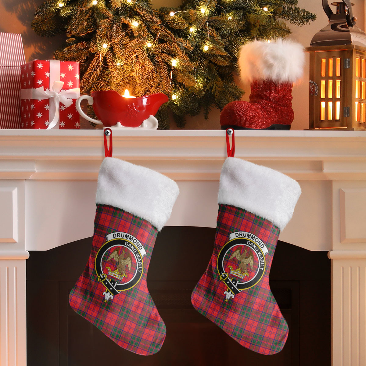 Clan Drummond Modern Tartan Crest Christmas Stocking SB72 Drummond Modern Tartan Tartan Stocking   