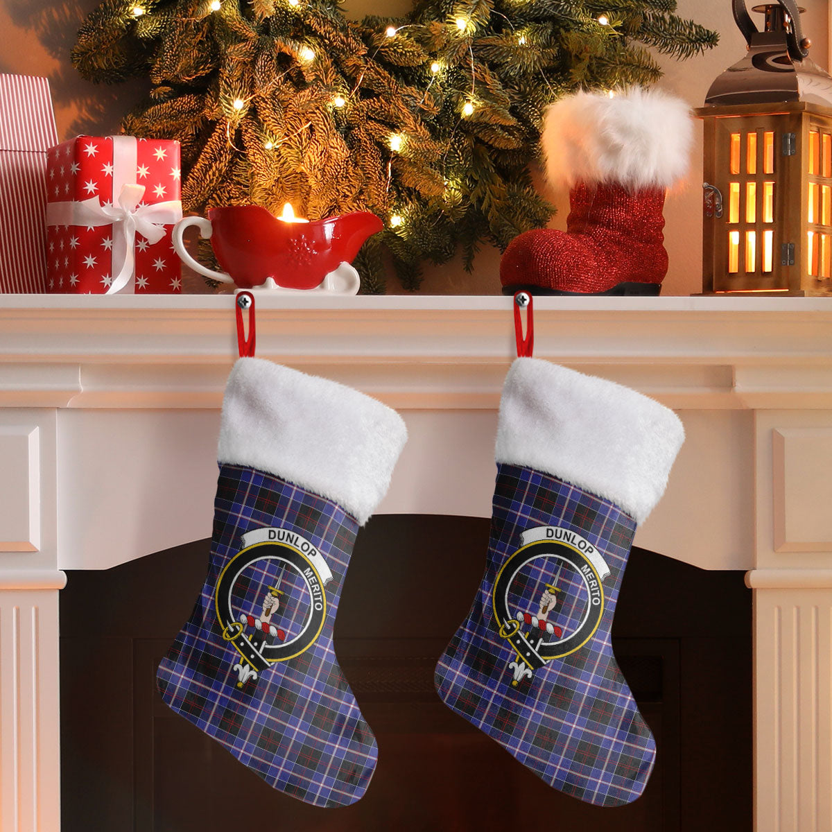 Clan Dunlop Modern Tartan Crest Christmas Stocking ZJ28 Dunlop Modern Tartan Tartan Stocking   