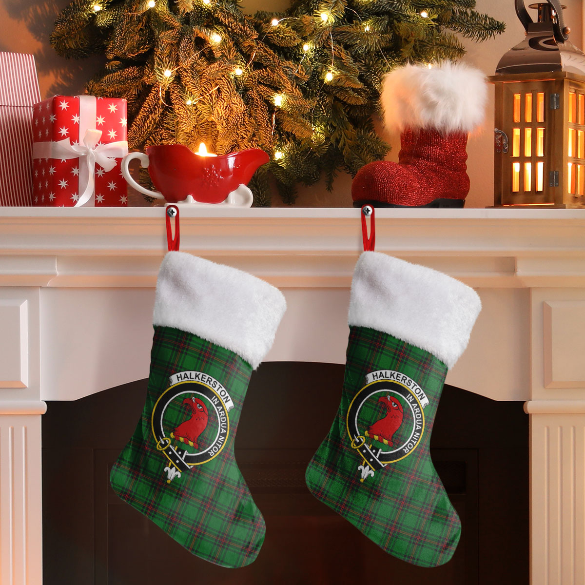 Clan Halkerston Tartan Crest Christmas Stocking EA13 Halkerston Tartan Tartan Stocking   