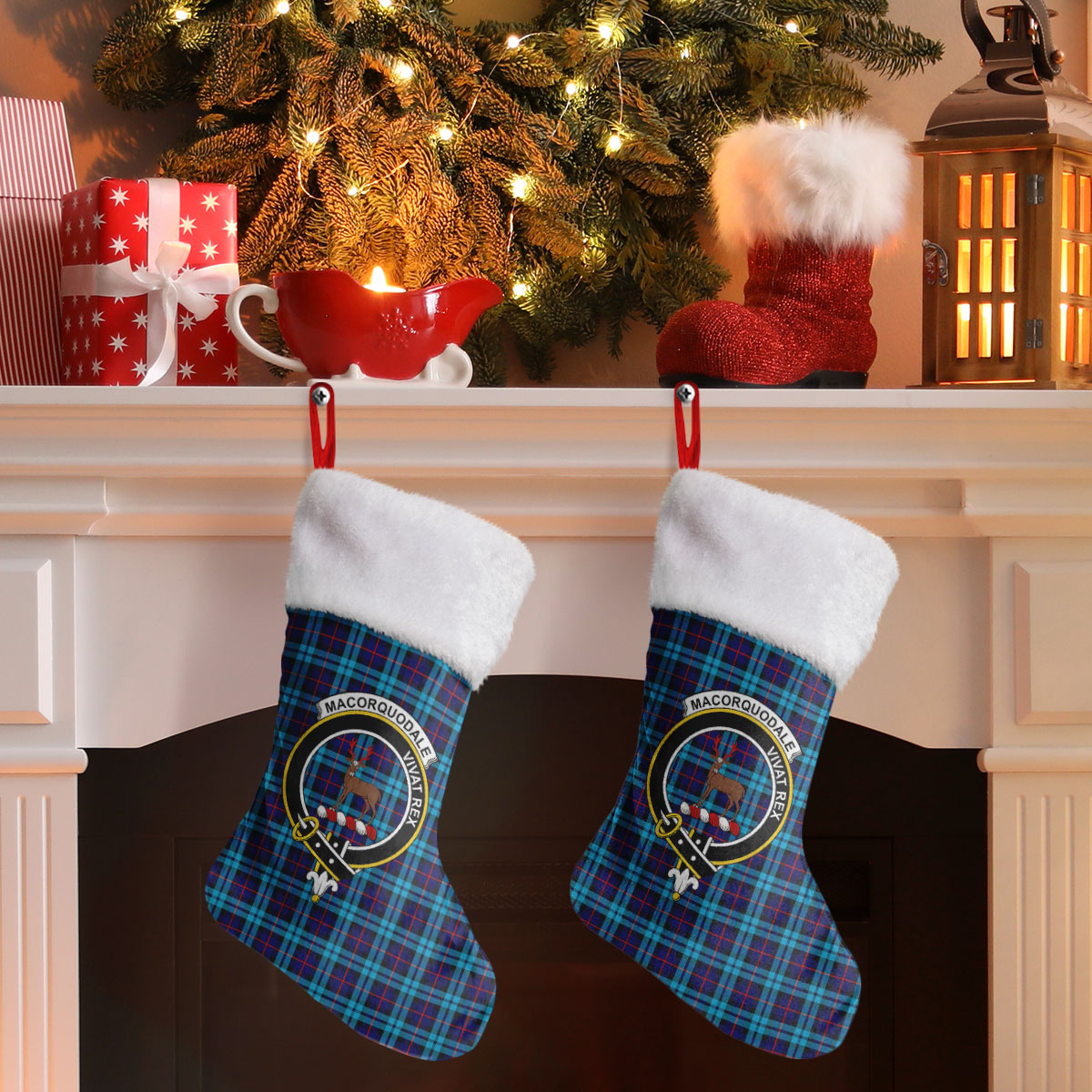 Clan MacCorquodale Tartan Crest Christmas Stocking RH25 MacCorquodale Tartan Tartan Stocking   