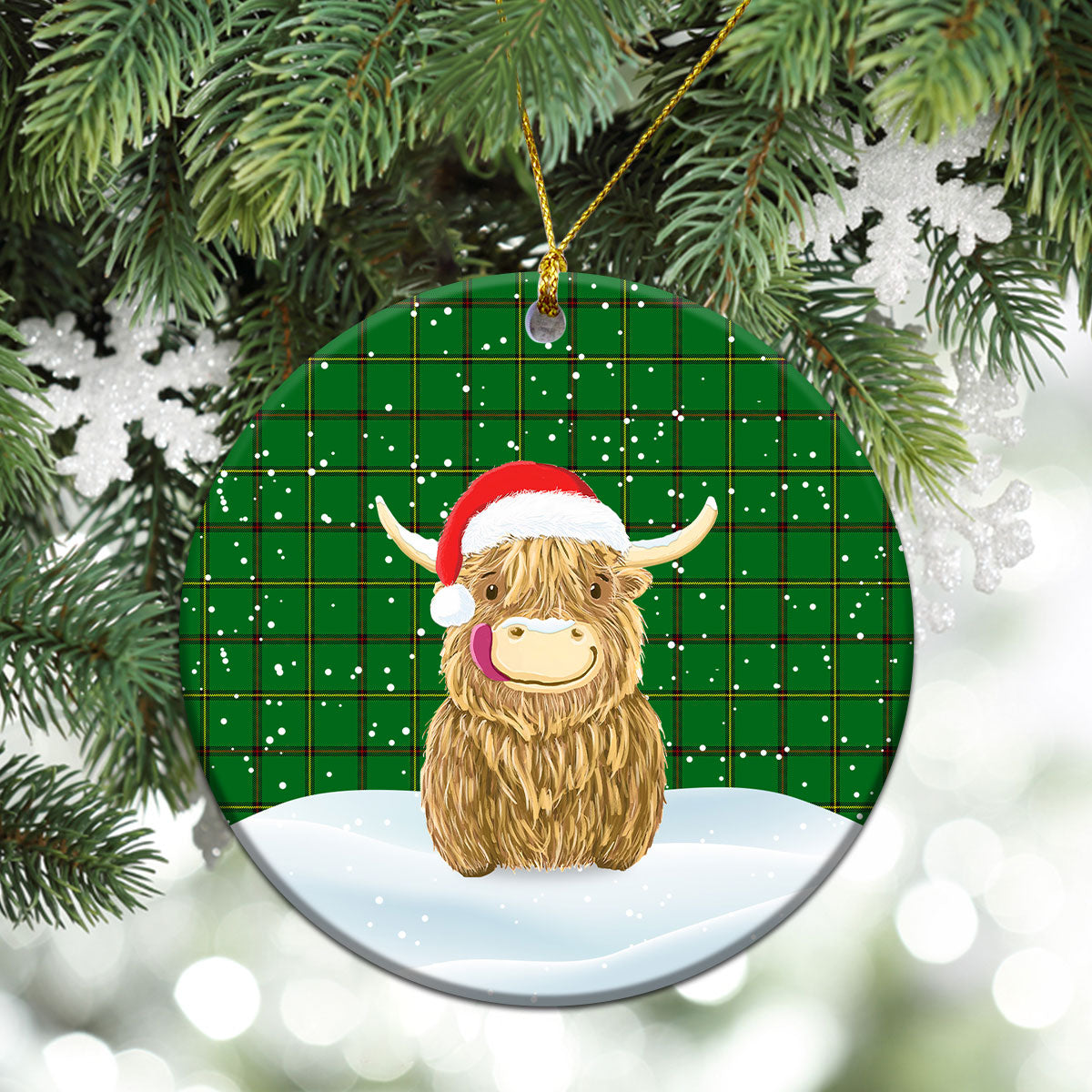 Clan Don Tartan Christmas Ceramic Ornament Highland Cows Style NG64 Don Tartan Tartan Ornament   