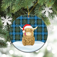 Clan Fergusson Ancient Tartan Christmas Ceramic Ornament Highland Cows Style LW87 Fergusson Ancient Tartan Tartan Ornament   