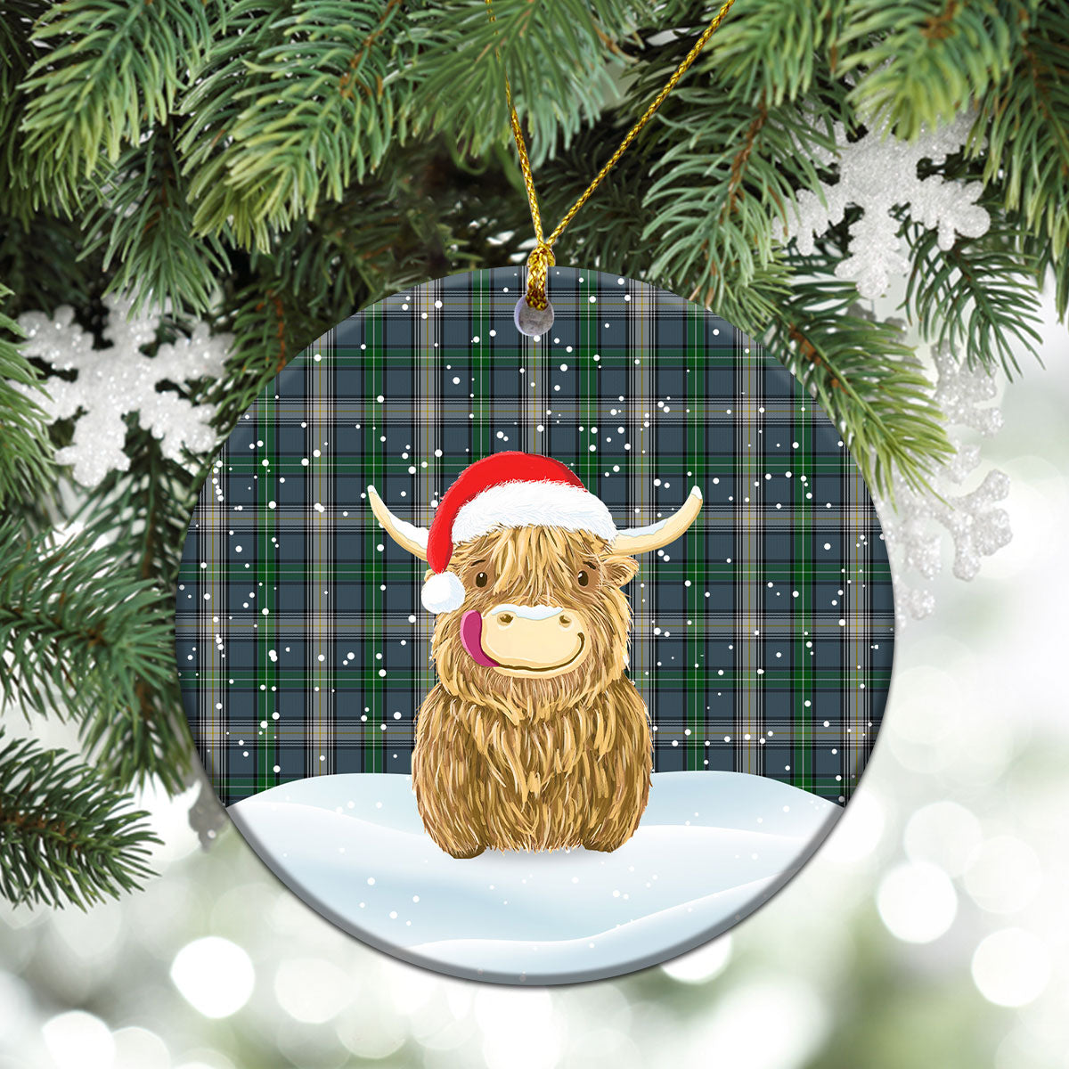 Clan MacDowall Tartan Christmas Ceramic Ornament Highland Cows Style JC61 MacDowall Tartan Tartan Ornament   