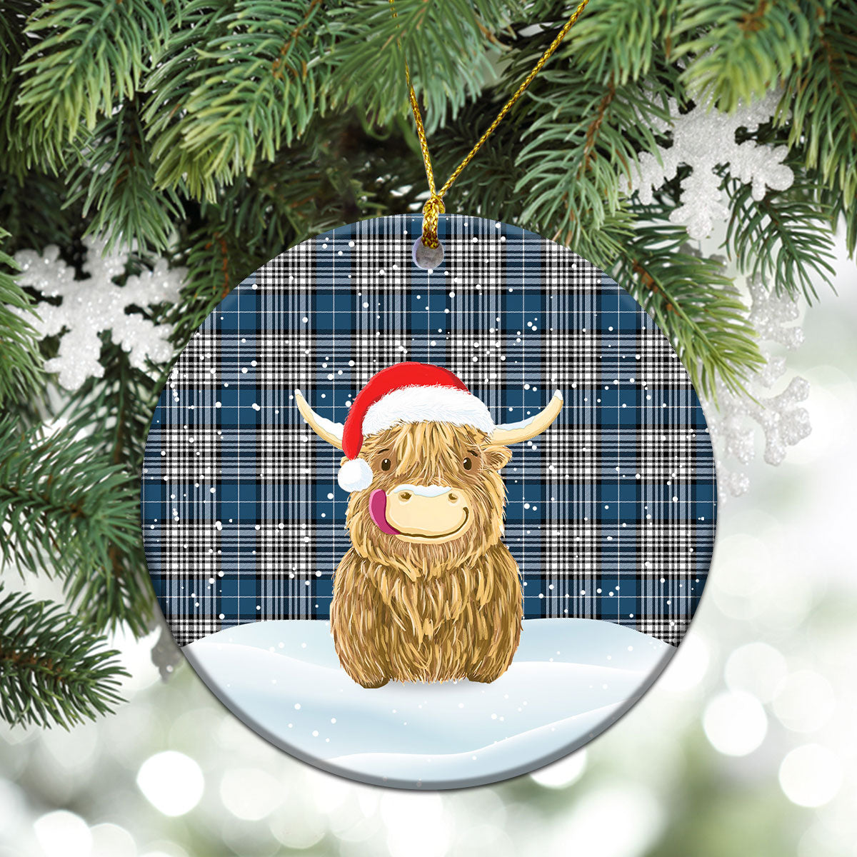 Clan Napier Modern Tartan Christmas Ceramic Ornament Highland Cows Style GM33 Napier Modern Tartan Tartan Ornament   