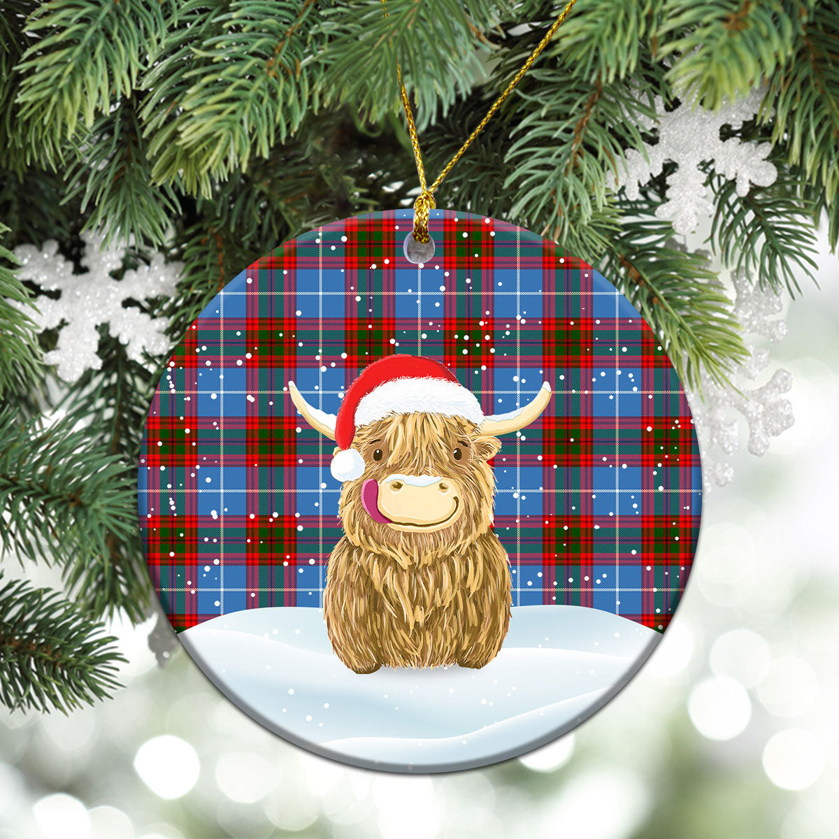 Clan Pennycook Tartan Christmas Ceramic Ornament Highland Cows Style QS60 Pennycook Tartan Tartan Ornament   