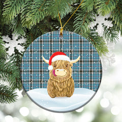 Clan Thomson Blue Tartan Christmas Ceramic Ornament Highland Cows Style KP25 Thomson Blue Tartan Tartan Ornament   