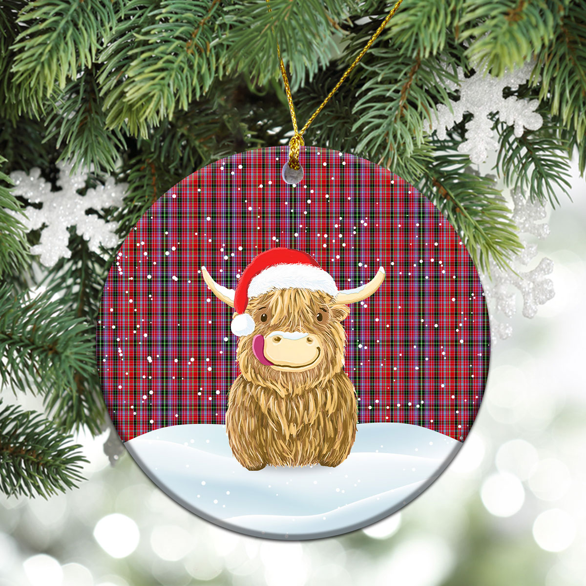 Clan Udny Tartan Christmas Ceramic Ornament Highland Cows Style JW89 Udny Tartan Tartan Ornament   