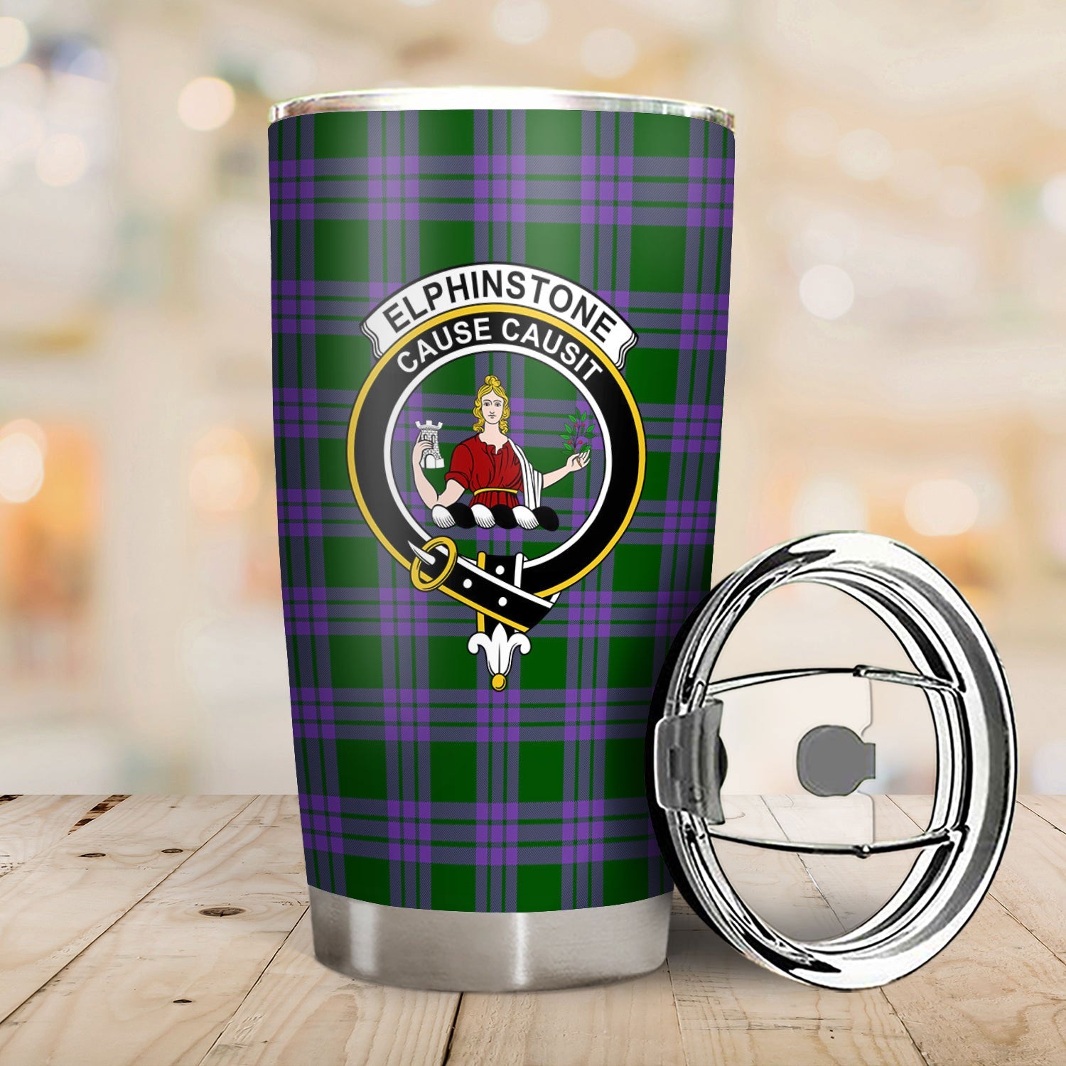 Clan Elphinstone Tartan Crest Tumbler SN19 Clan Elphinstone Tartan Today   