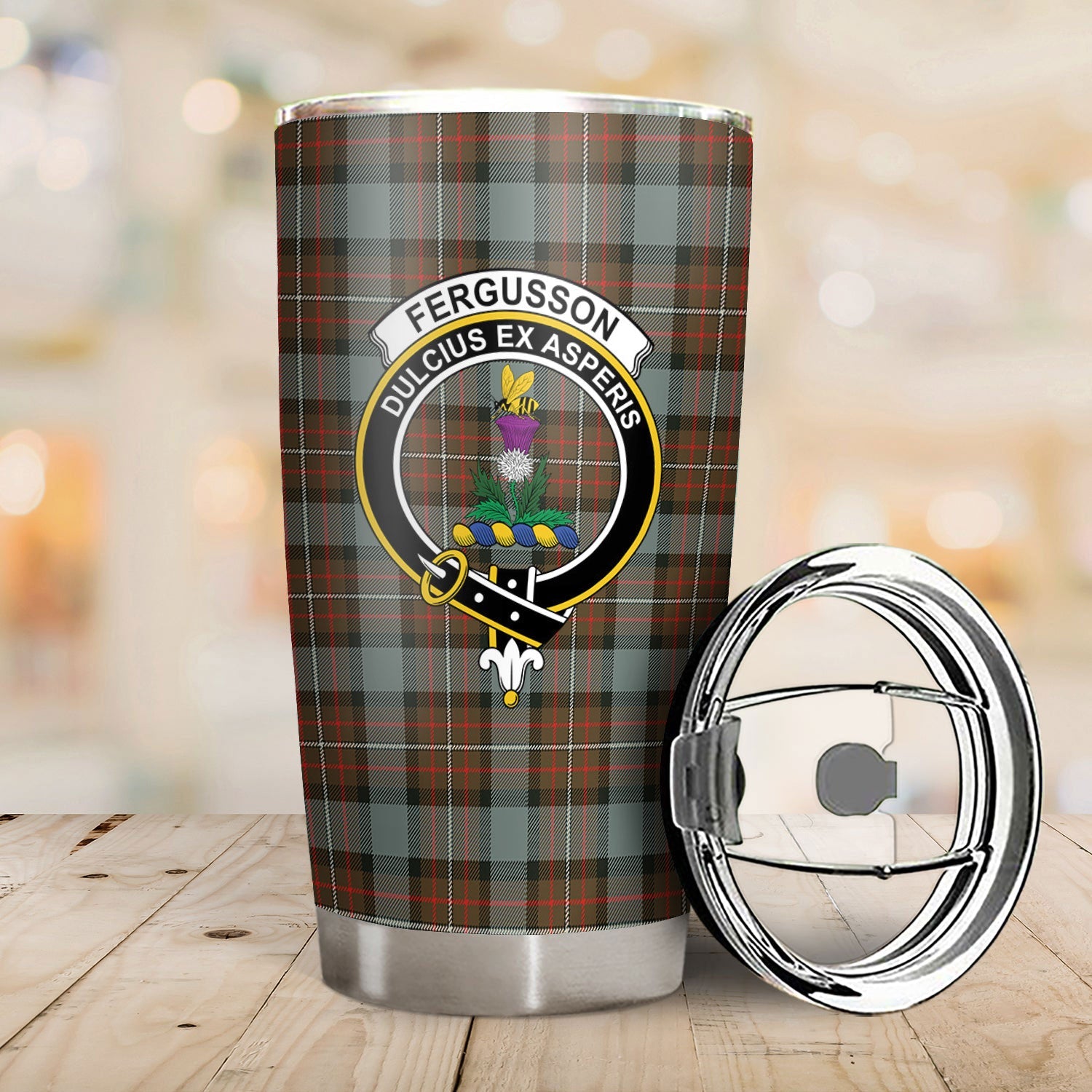 Clan Fergusson Weathered Tartan Crest Tumbler MF80 Clan Fergusson Tartan Today   