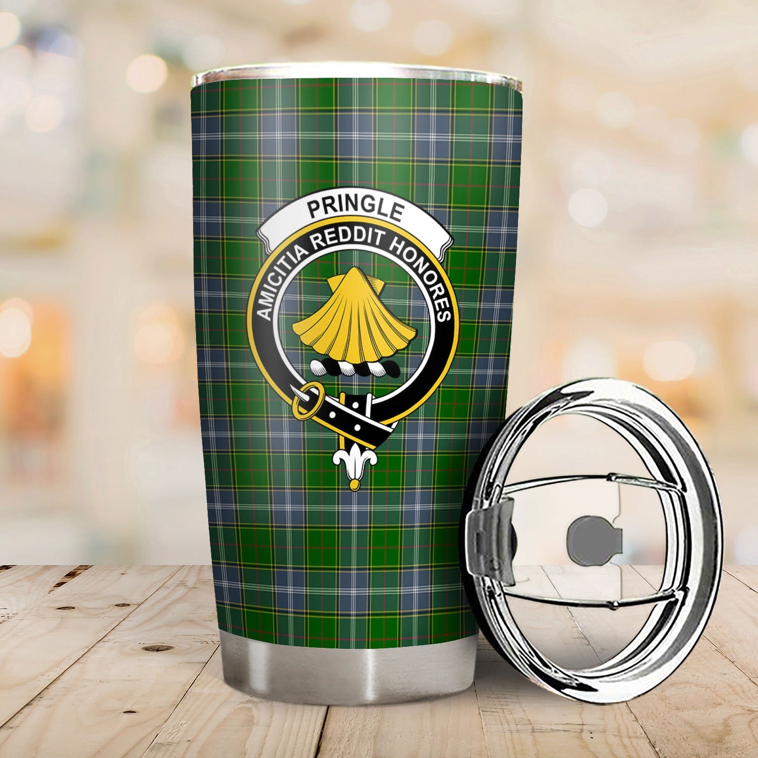 Clan Pringle Tartan Crest Tumbler RG68 Clan Pringle Tartan Today   