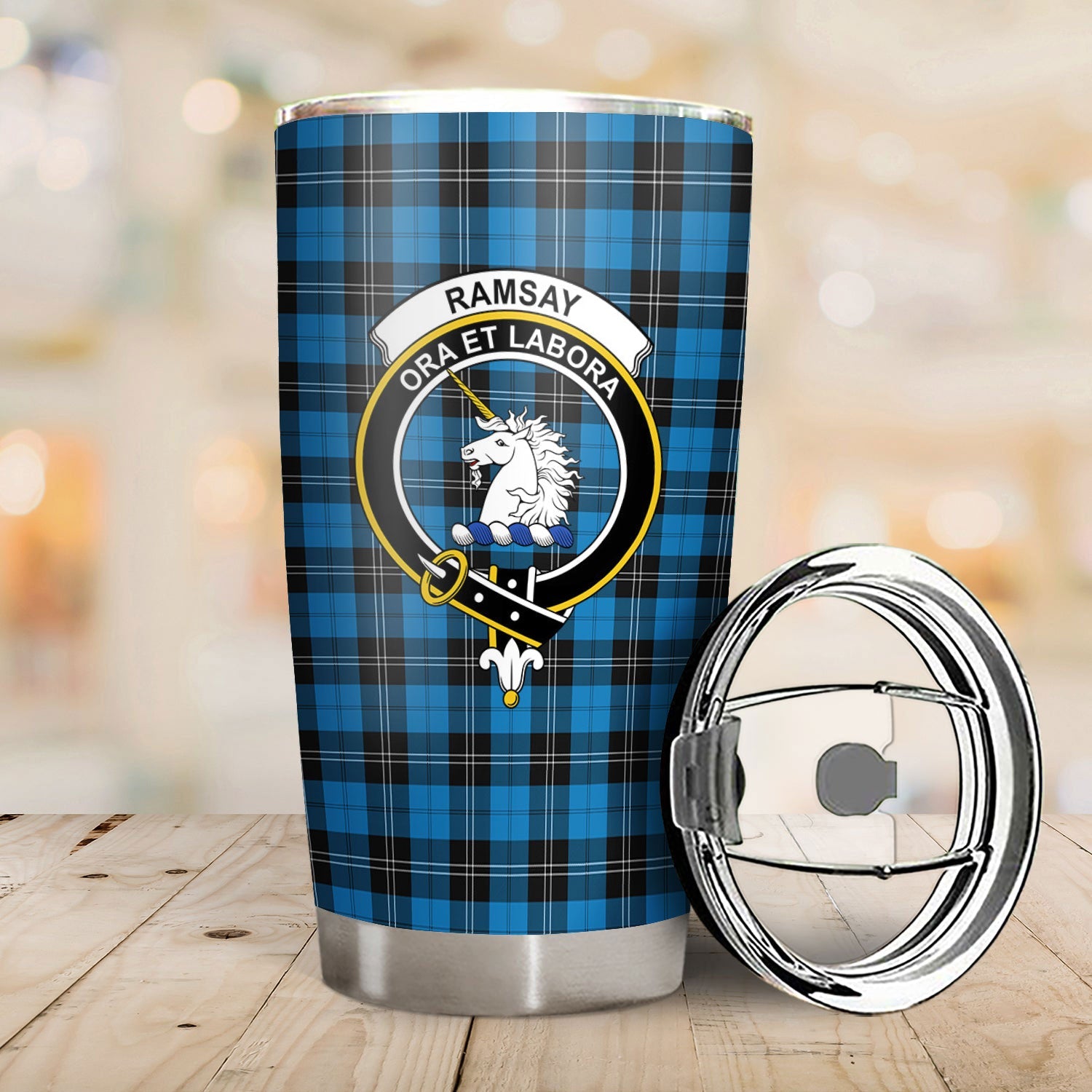 Clan Ramsay Blue Ancient Tartan Crest Tumbler ES85 Clan Ramsay Tartan Today   