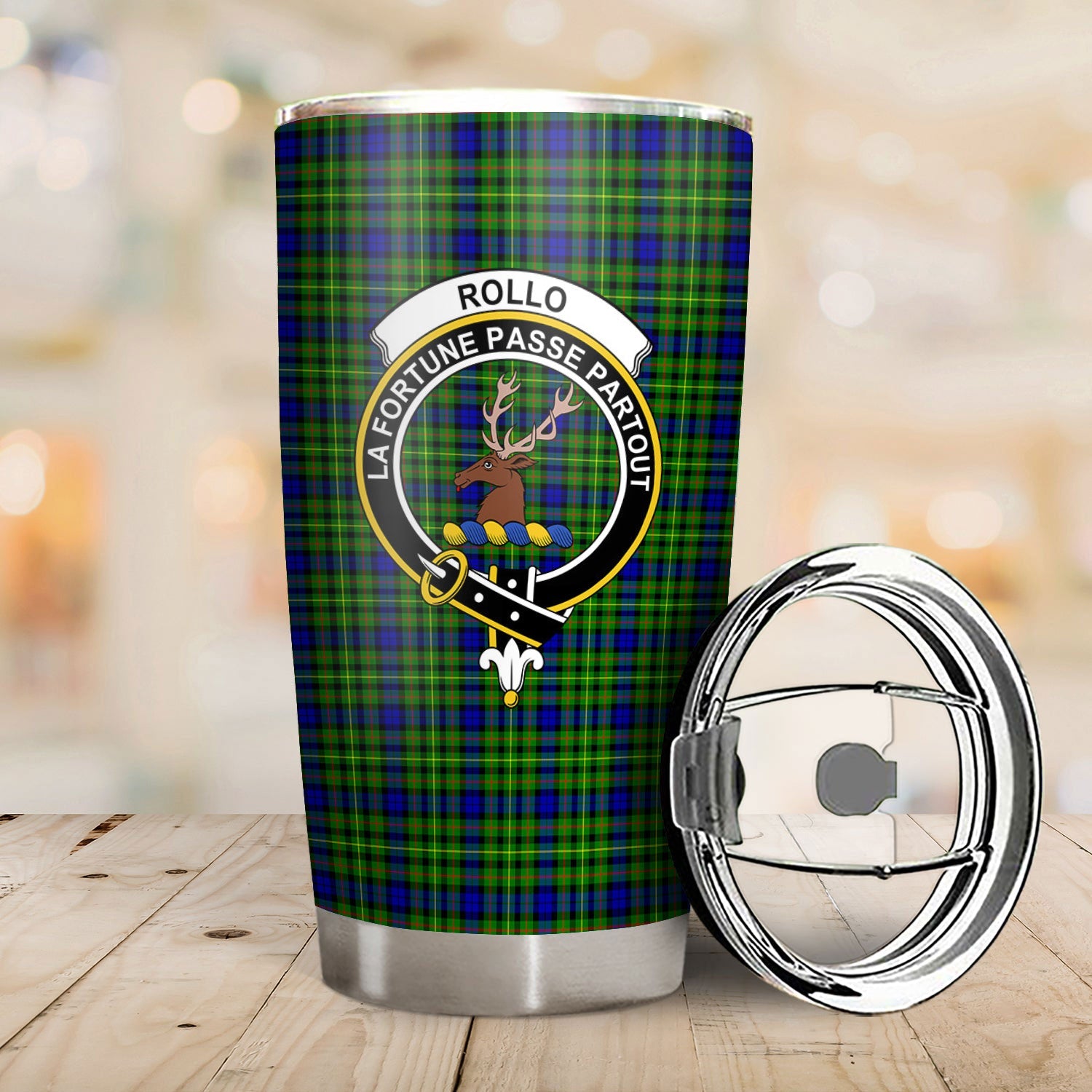 Clan Rollo Modern Tartan Crest Tumbler JJ28 Clan Rollo Tartan Today   