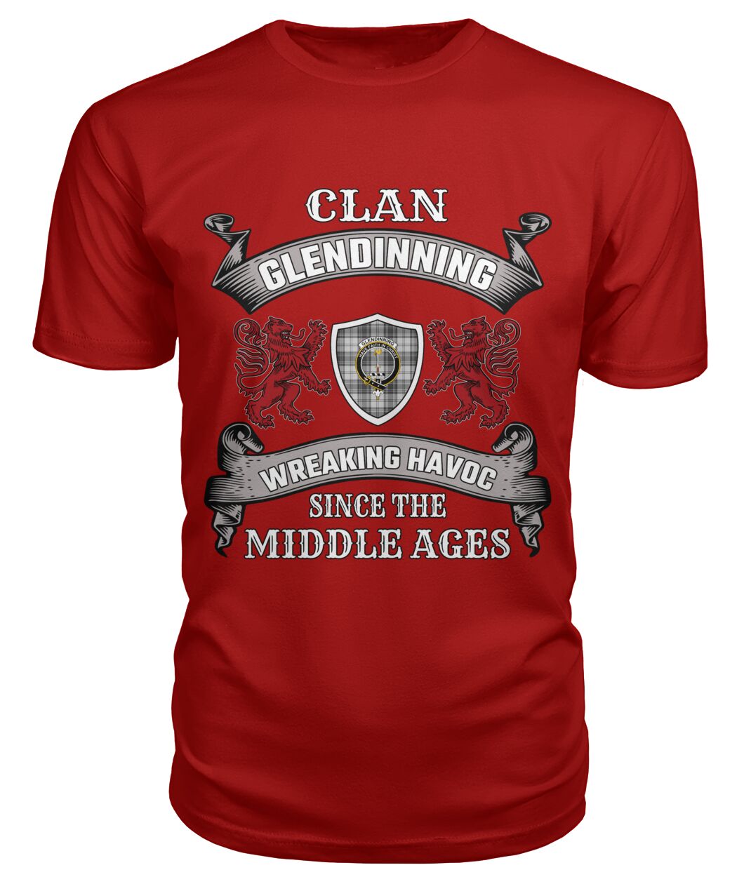 Clan Glendinning Family Tartan 2D T-shirt CL65 Glendinning Tartan Clan Tartan T-Shirt Red S Glendinning Tartan Clan