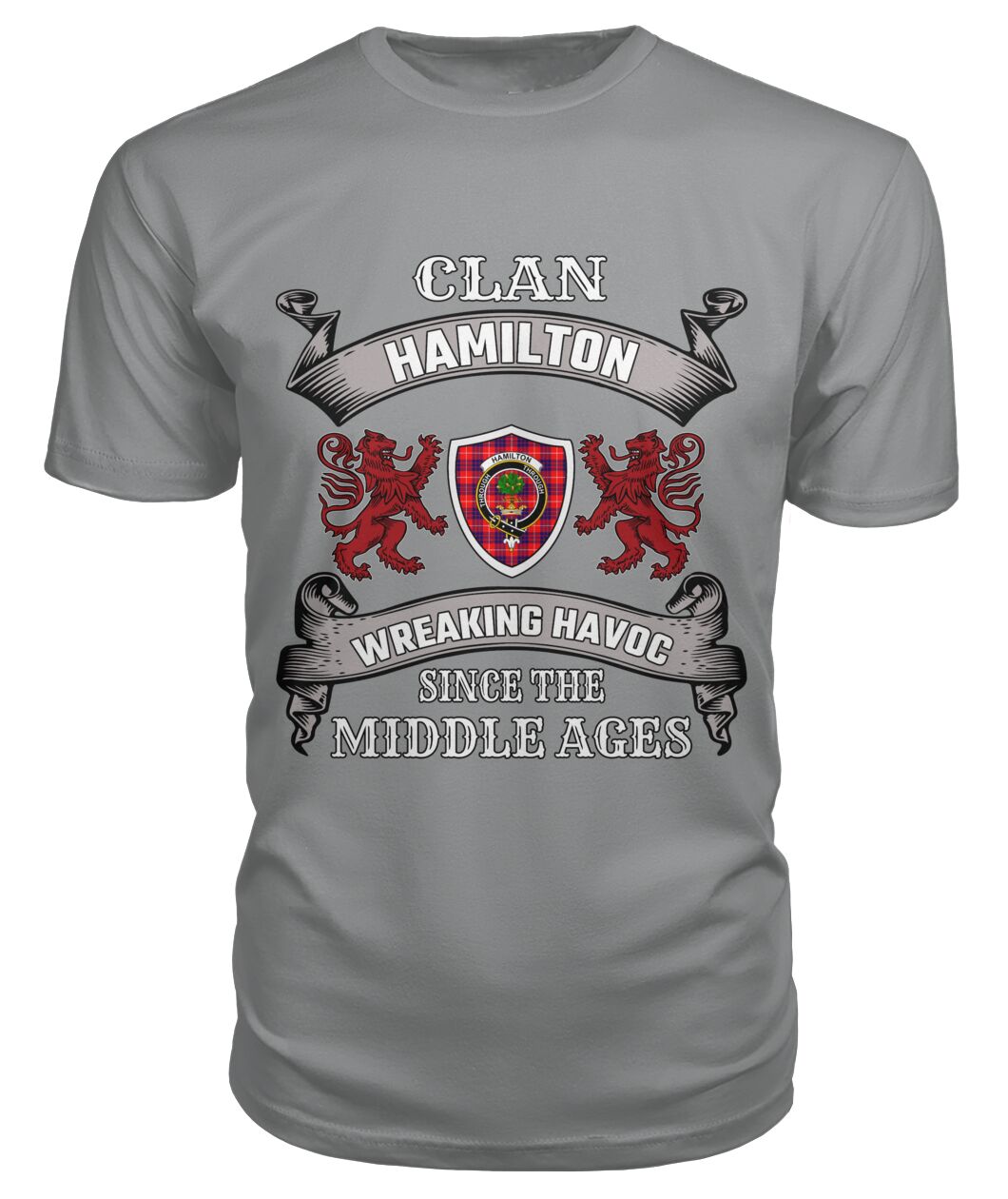 Clan Hamilton Family Tartan 2D T-shirt SG29 Hamilton Tartan Clan Tartan T-Shirt Storm Grey S Hamilton Tartan Clan