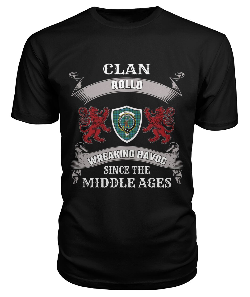 Clan Rollo Ancient Tartan 2D T-ShirtNK40 Rollo Ancient Tartan 2D T-Shirt Tartan T-Shirt Black S Rollo Ancient Tartan 2D T-Shirt