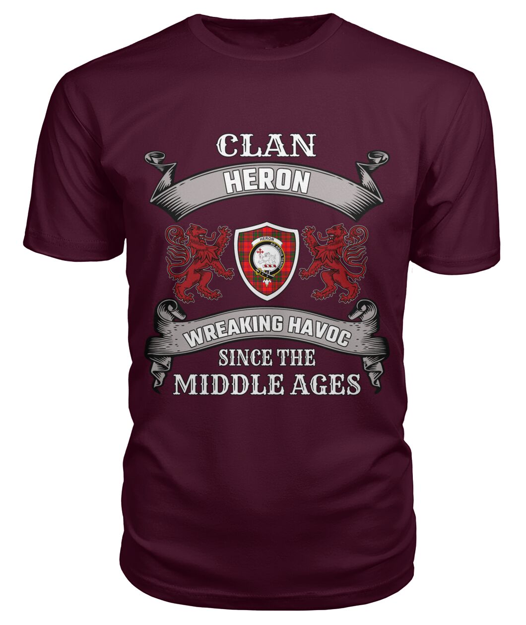 Clan Heron Family Tartan 2D T-shirt GP66 Heron Tartan Clan Tartan T-Shirt Maroon S Heron Tartan Clan