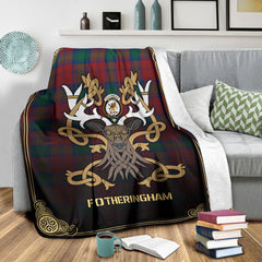 Clan Fotheringham Tartan Crest Premium Blanket Celtic Stag Style VC55 Clan Fotheringham Tartan Today   