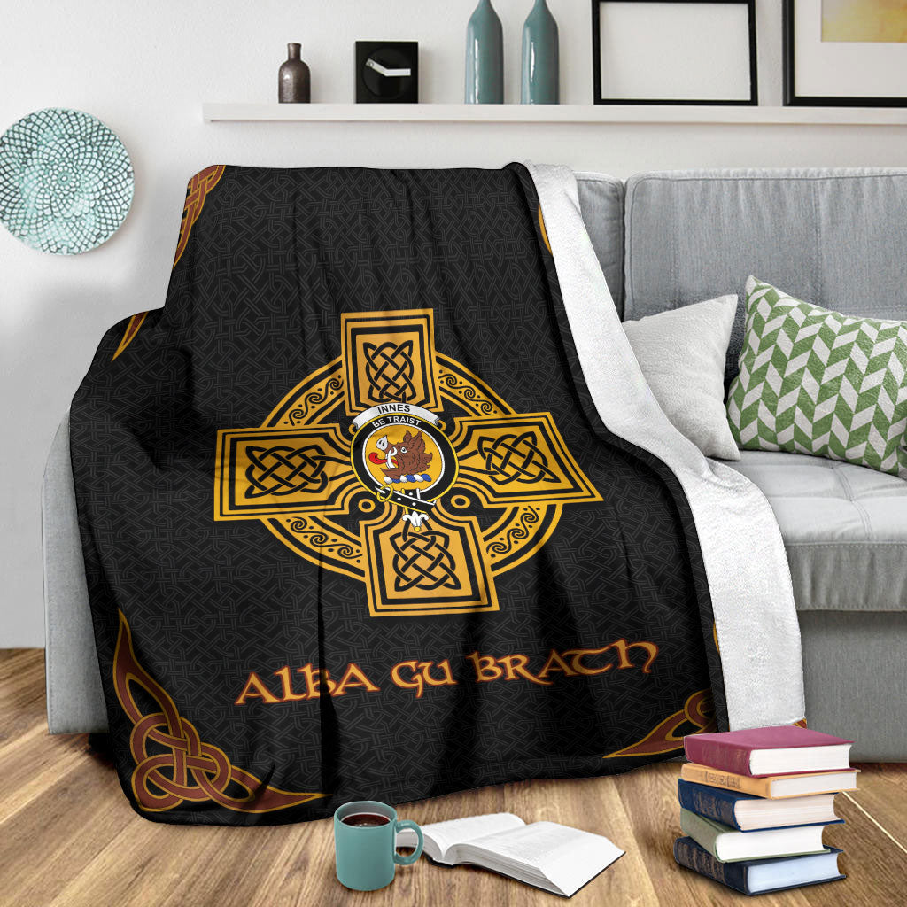 Innes Clan Crest Premium Blanket Black  Celtic Cross Style WV41 Clan Ross Tartan Today   