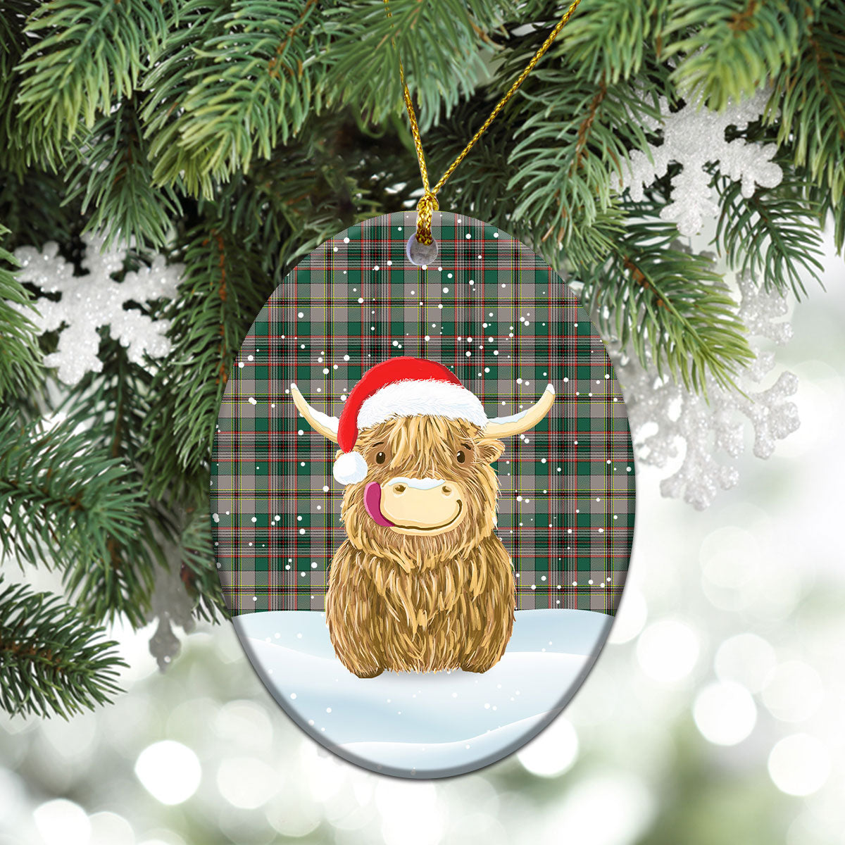 Clan Craig Ancient Tartan Christmas Ceramic Ornament Highland Cows Style IQ92 Craig Ancient Tartan Tartan Ornament   