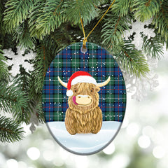 Clan Davidson of Tulloch Tartan Christmas Ceramic Ornament Highland Cows Style PO29 Davidson of Tulloch Tartan Tartan Ornament   