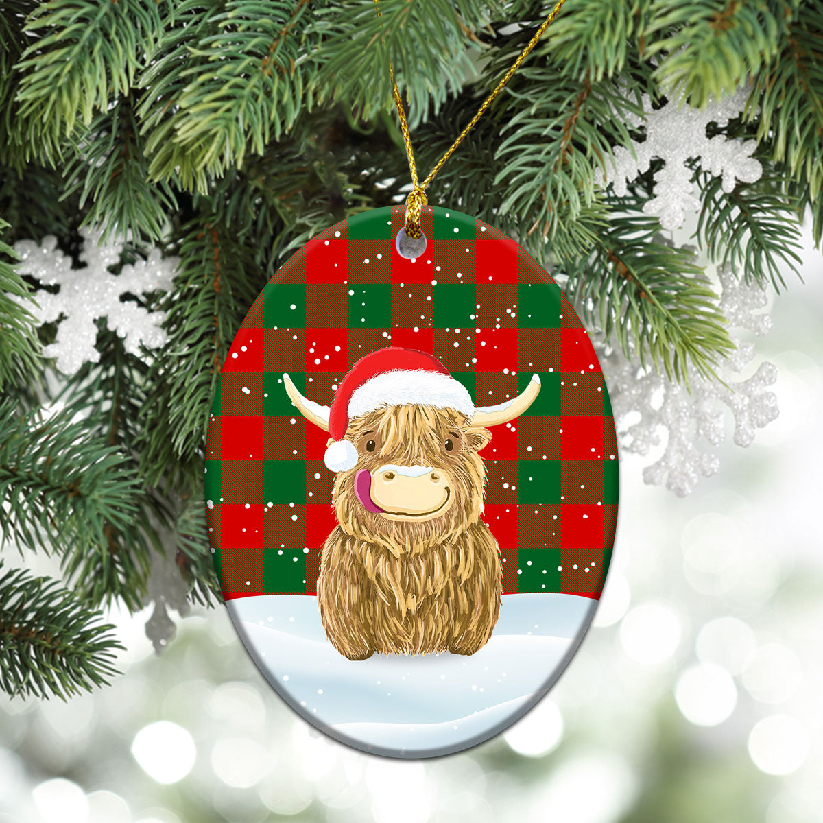 Clan Moncreiffe (or Moncreiff) Tartan Christmas Ceramic Ornament Highland Cows Style BY60 Moncreiffe (or Moncreiff) Tartan Tartan Ornament   