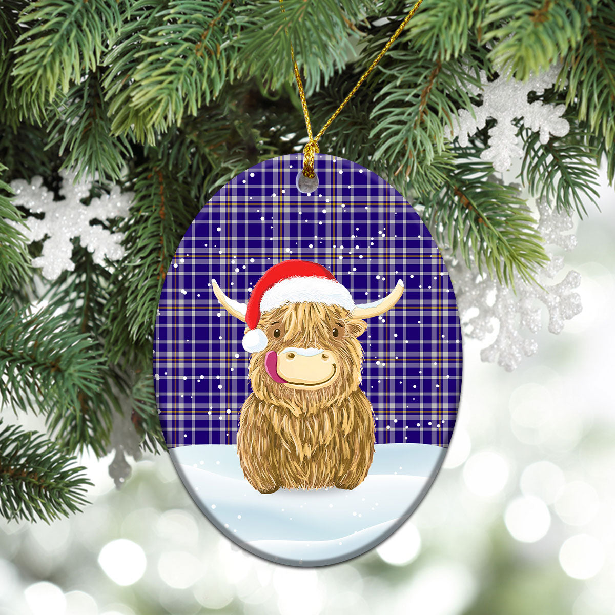 Clan Ochterlony Tartan Christmas Ceramic Ornament Highland Cows Style II41 Ochterlony Tartan Tartan Ornament   