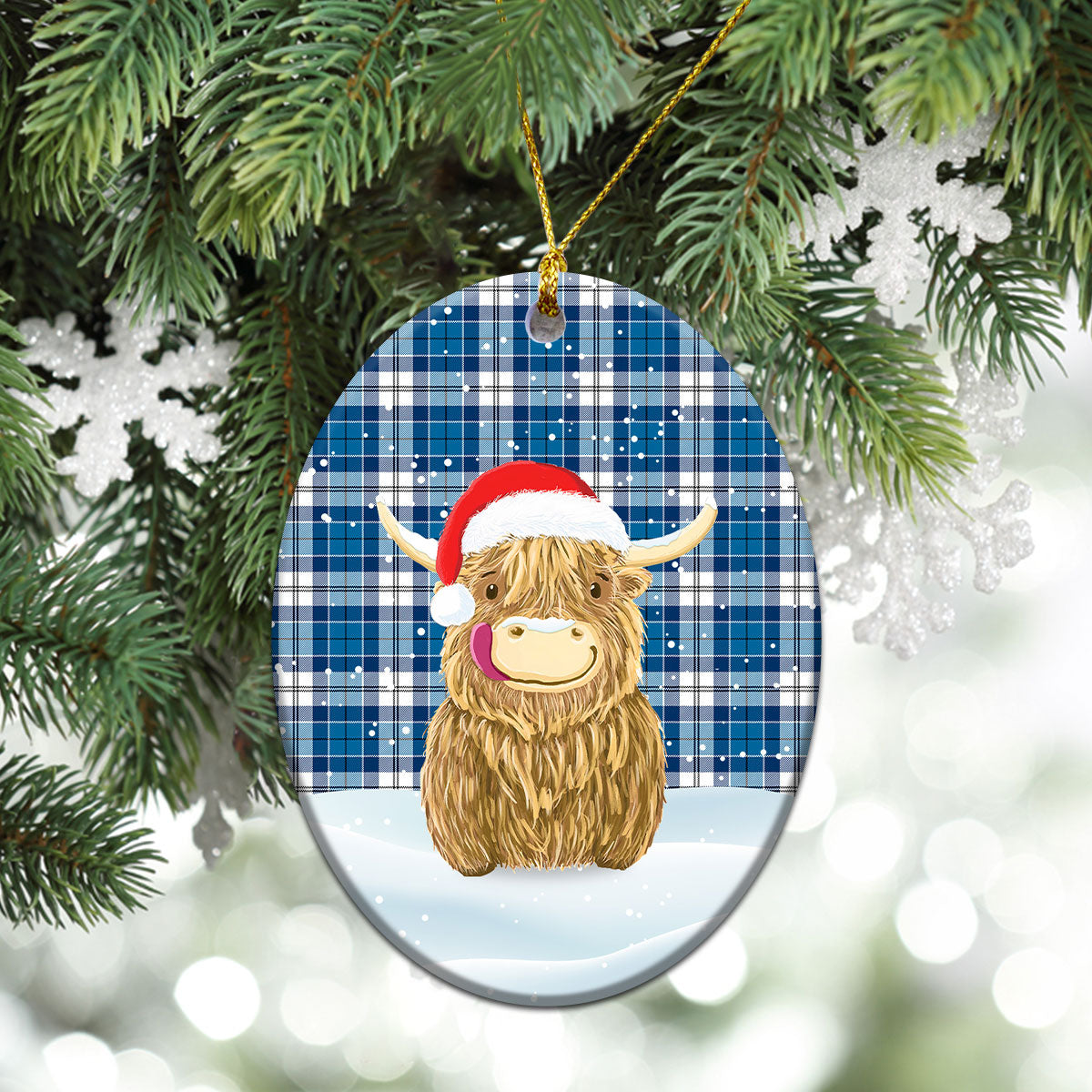 Clan Roberton Tartan Christmas Ceramic Ornament Highland Cows Style LN10 Roberton Tartan Tartan Ornament   