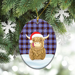 Clan Rutherford Tartan Christmas Ceramic Ornament Highland Cows Style KF41 Rutherford Tartan Tartan Ornament   